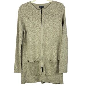Nicole Miller Original Full Zip-Front Longline Cardigan Sweater - Medium